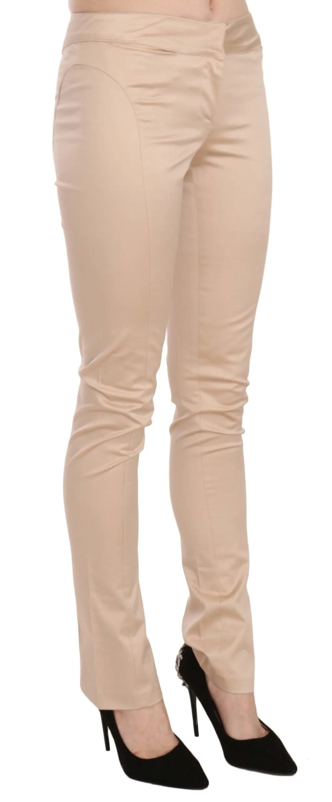 Elegant Cream Low Waist Skinny Trousers sold by Louxly product image thumbnail 2