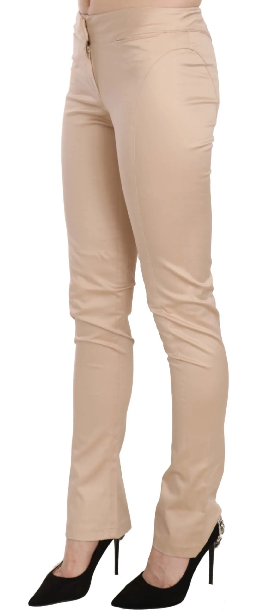 Elegant Cream Low Waist Skinny Trousers sold by Louxly product image thumbnail 3