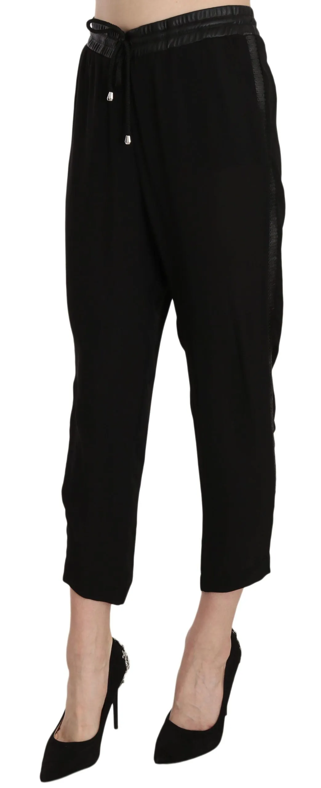 Chic High Waist Cropped Pants in Elegant Black sold by Louxly product image thumbnail 2
