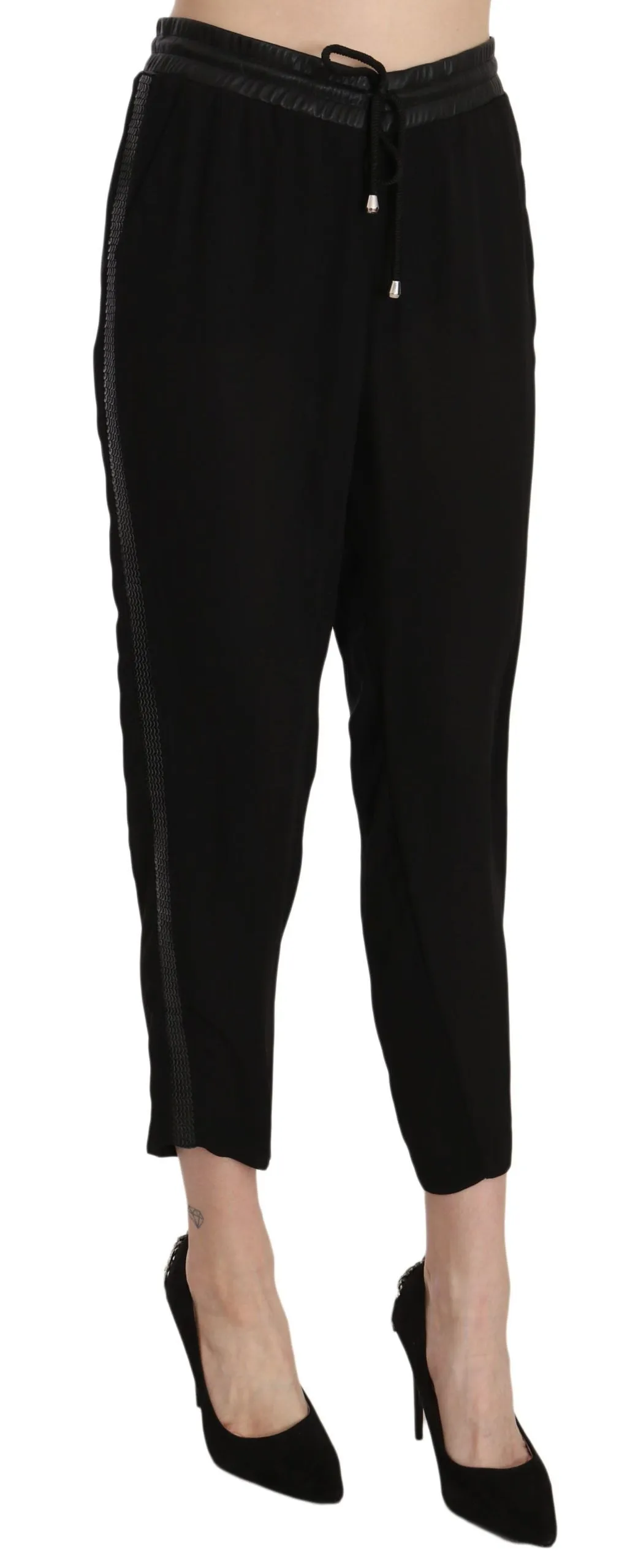 Chic High Waist Cropped Pants in Elegant Black sold by Louxly product image thumbnail 4