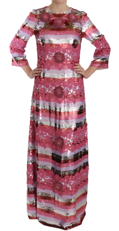 Opulent Pink Sequined Floor-Length Dress sold by Louxly
