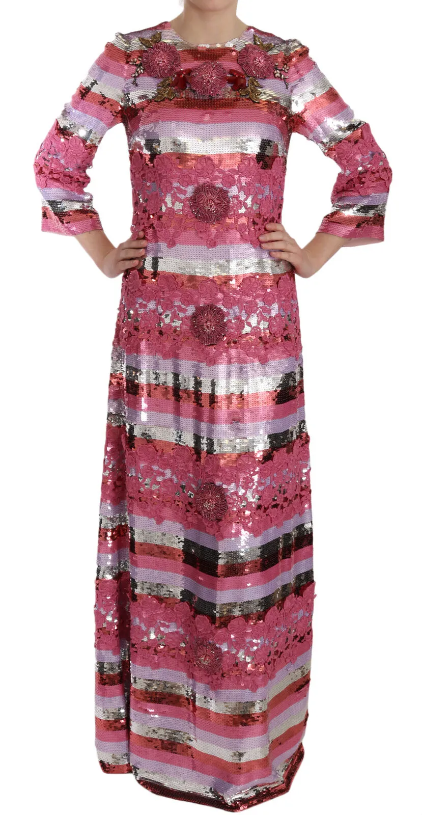 Opulent Pink Sequined Floor-Length Dress sold by Louxly