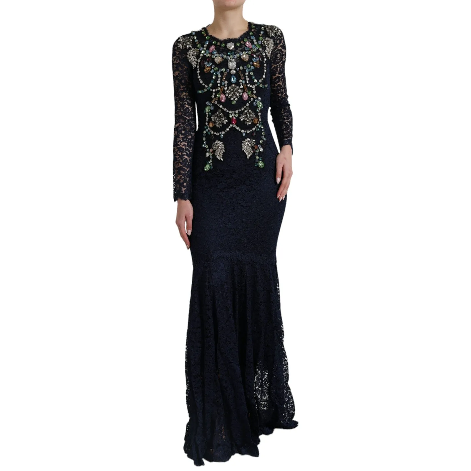 Crystal Embellished Navy Blue Flare Dress sold by Louxly product image thumbnail 5