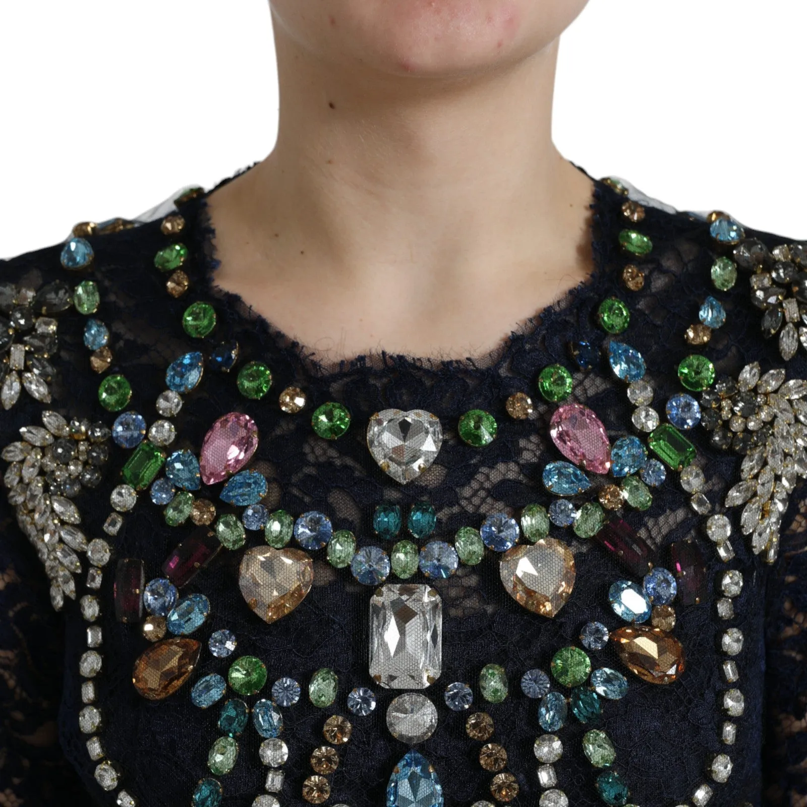 Crystal Embellished Navy Blue Flare Dress sold by Louxly product image thumbnail 2
