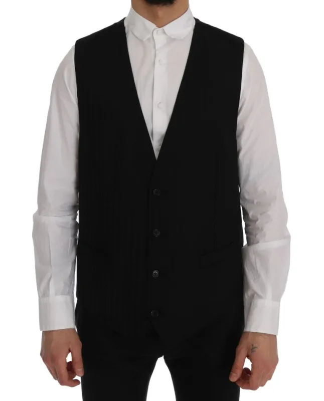 Elegant Striped Wool Blend Waistcoat Vest sold by Louxly