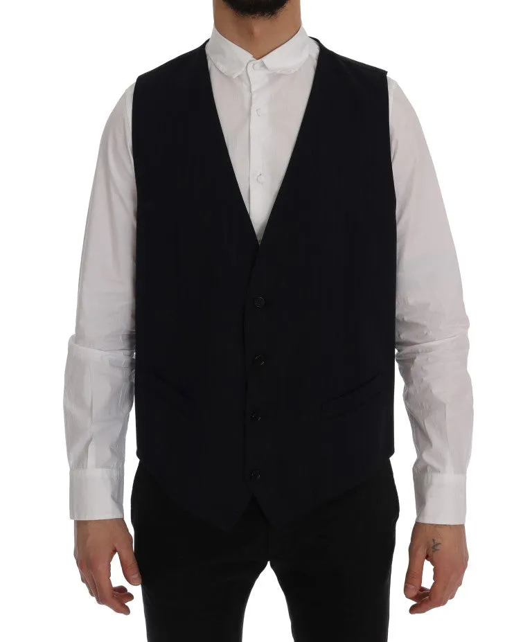 Elegant Striped Wool Blend Waistcoat Vest sold by Louxly