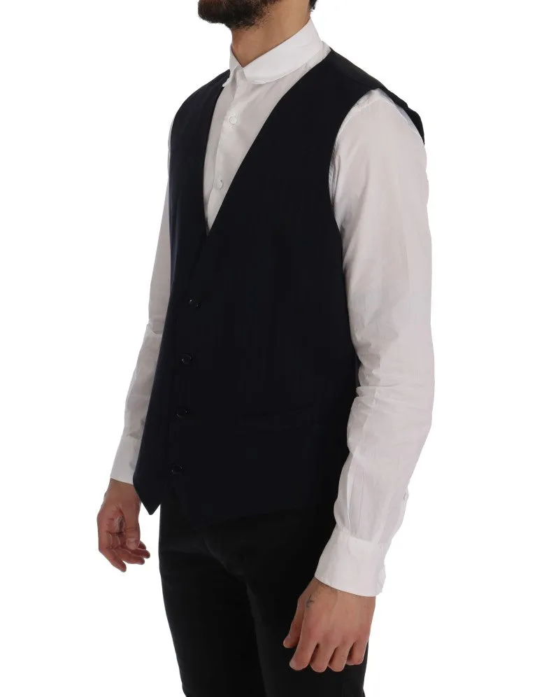 Elegant Striped Wool Blend Waistcoat Vest sold by Louxly product image thumbnail 2