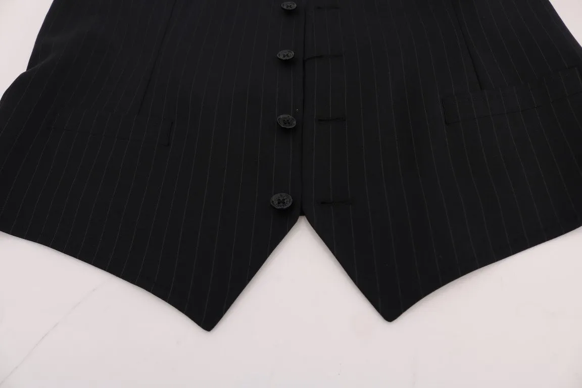 Elegant Blue Striped Waistcoat Vest sold by Louxly product image thumbnail 4