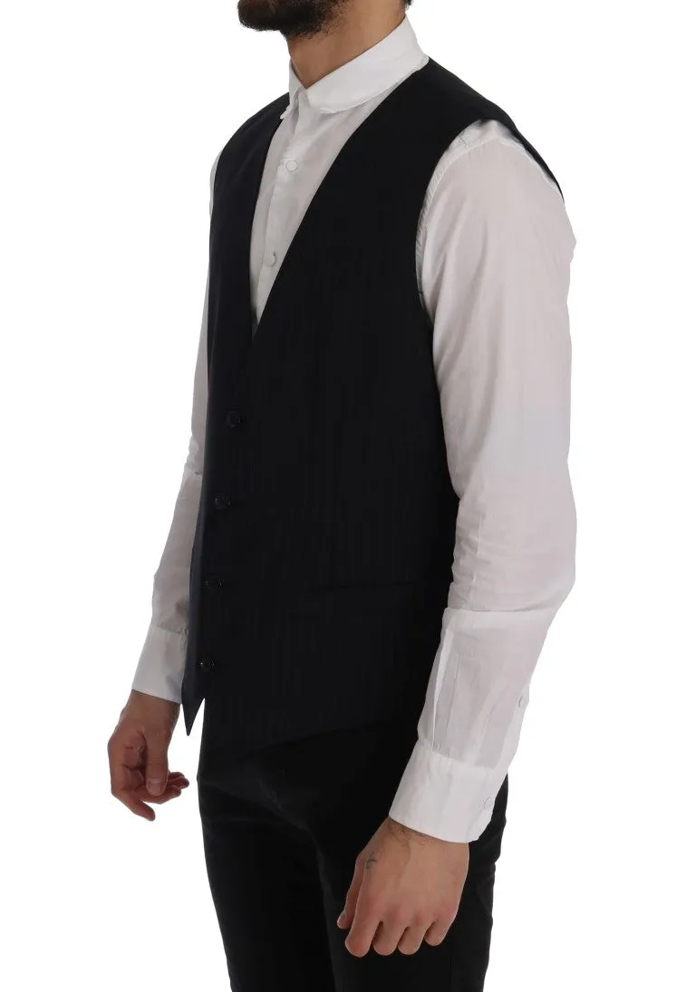 Elegant Blue Striped Waistcoat Vest sold by Louxly product image thumbnail 2