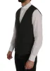 Elegant Striped Gray Wool Blend Waistcoat Vest sold by Louxly