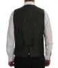 Elegant Gray Striped Single Breasted Vest sold by Louxly