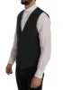 Elegant Gray Striped Single Breasted Vest sold by Louxly