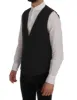 Elegant Gray Striped Vest Waistcoat sold by Louxly