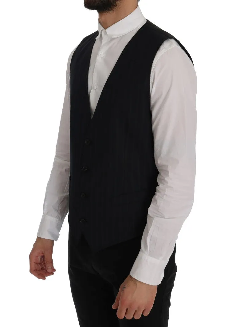 Elegant Striped Wool Blend Vest Waistcoat sold by Louxly product image thumbnail 2