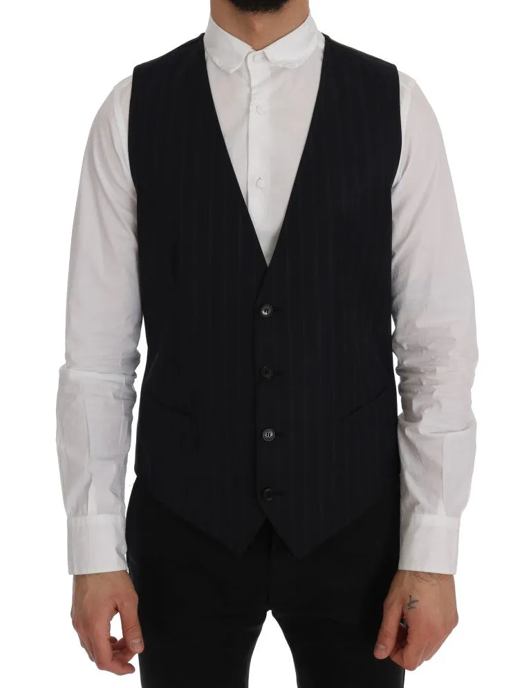 Elegant Striped Wool Blend Vest Waistcoat sold by Louxly