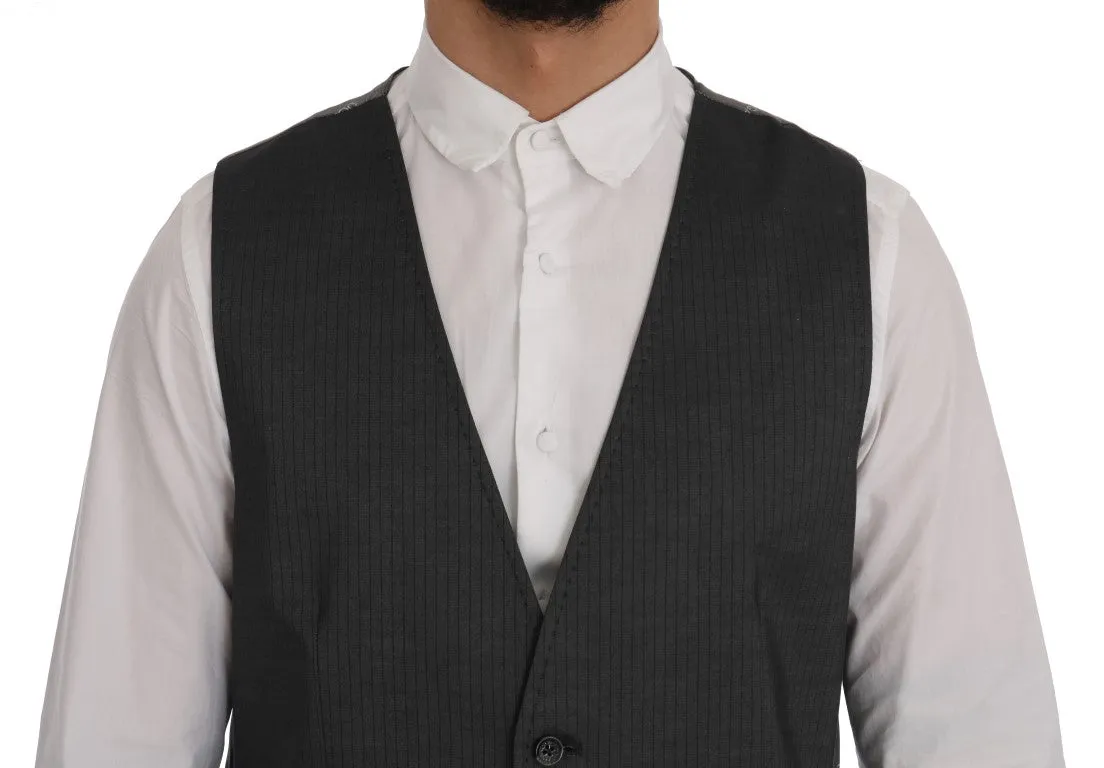 Sleek Gray Single-Breasted Waistcoat Vest sold by Louxly product image thumbnail 4