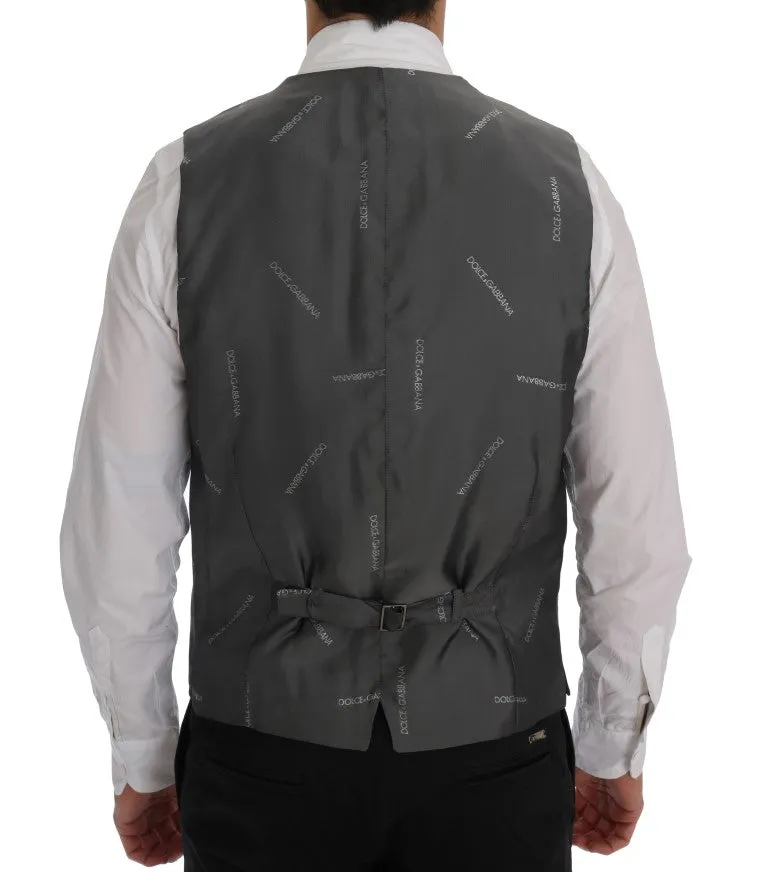 Sleek Gray Single-Breasted Waistcoat Vest sold by Louxly product image thumbnail 3
