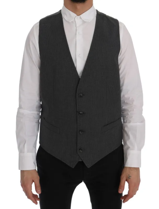 Elegant Gray Waistcoat Vest sold by Louxly
