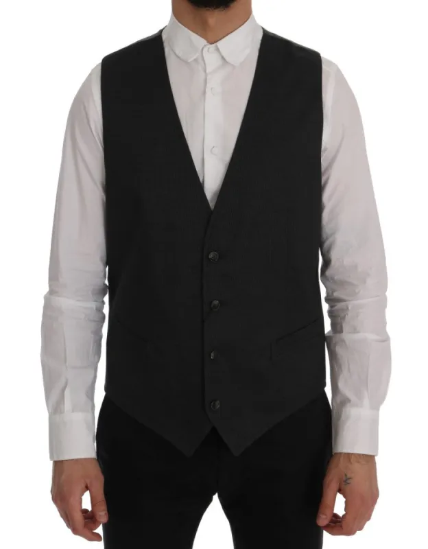Elegant Gray Waistcoat Vest sold by Louxly