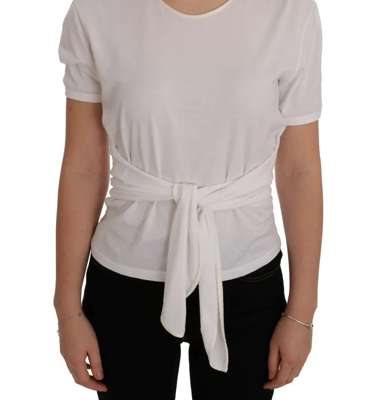 Elegant White Wrap Blouse with Crystal Accents sold by Louxly product image thumbnail 5