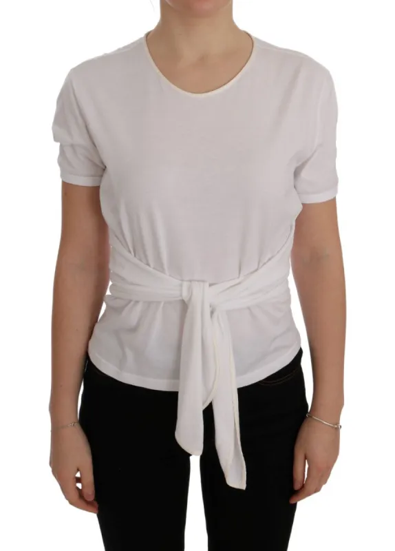 Elegant White Wrap Blouse with Crystal Accents sold by Louxly