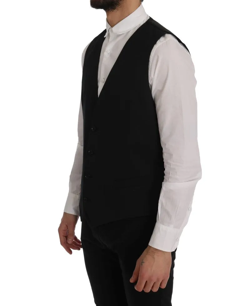 Sleek Black Single-Breasted Waistcoat sold by Louxly product image thumbnail 2
