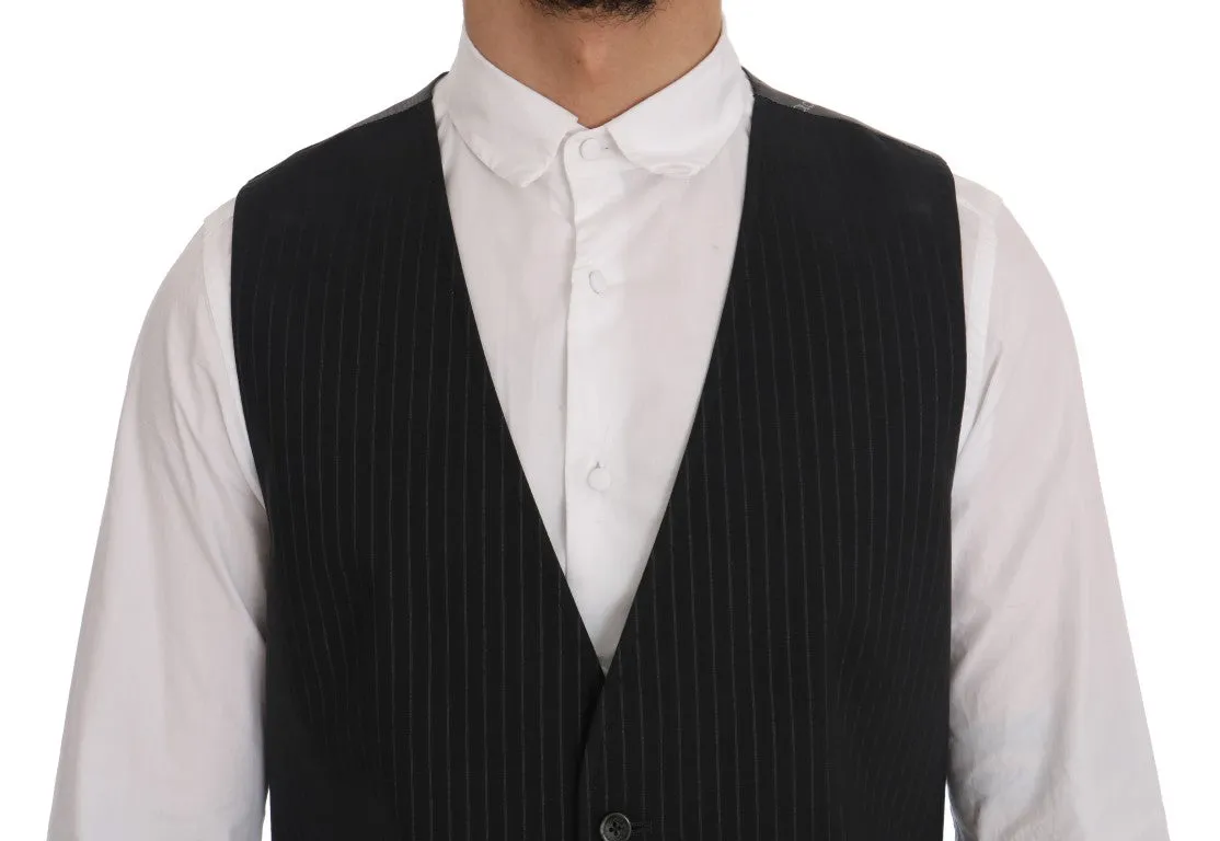 Elegant Striped Gray Waistcoat Vest sold by Louxly product image thumbnail 4