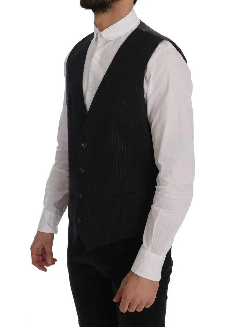 Elegant Striped Gray Waistcoat Vest sold by Louxly product image thumbnail 2
