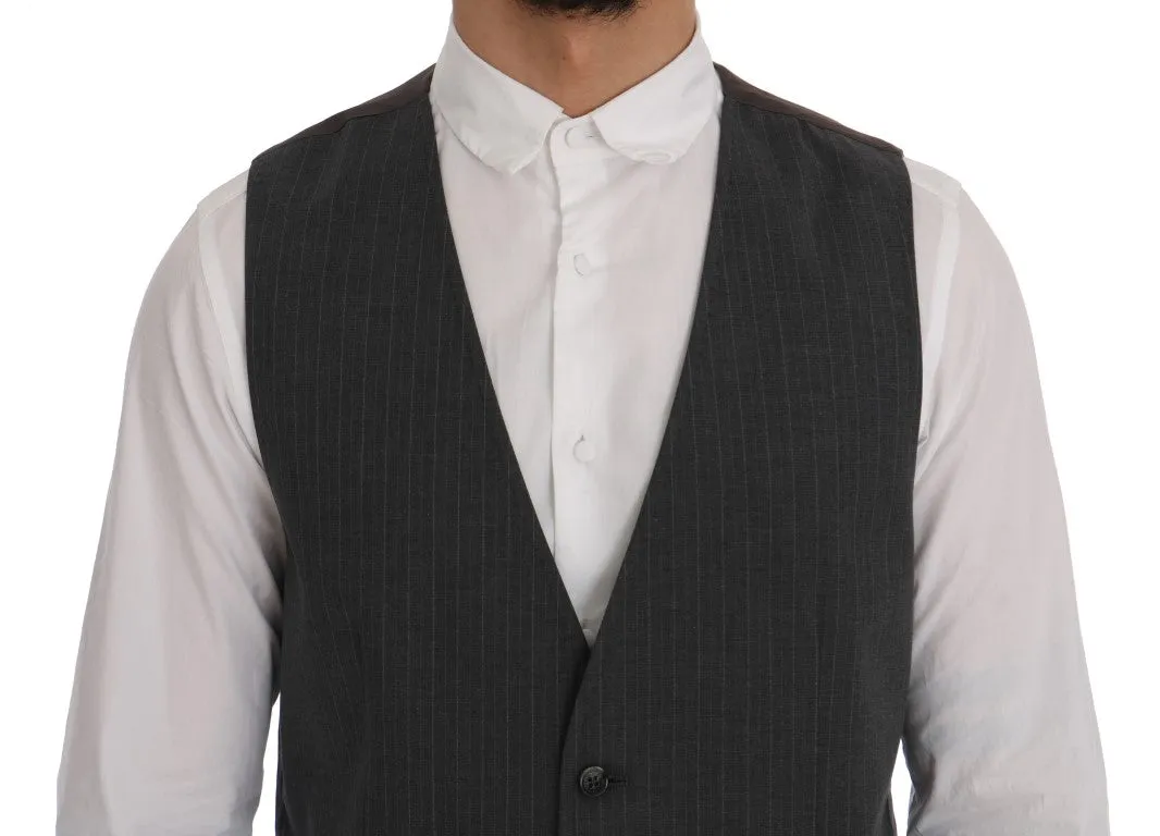 Elegant Striped Gray Waistcoat Vest sold by Louxly product image thumbnail 4