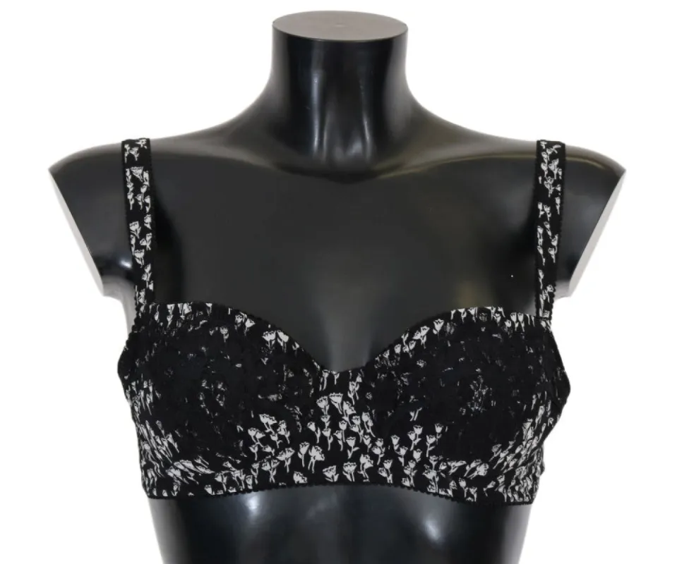 Elegant Black Floral Lace Silk Bra sold by Louxly