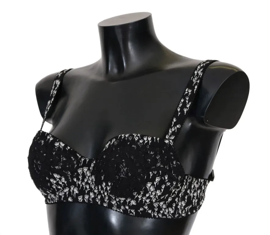 Elegant Black Floral Lace Silk Bra sold by Louxly product image thumbnail 2