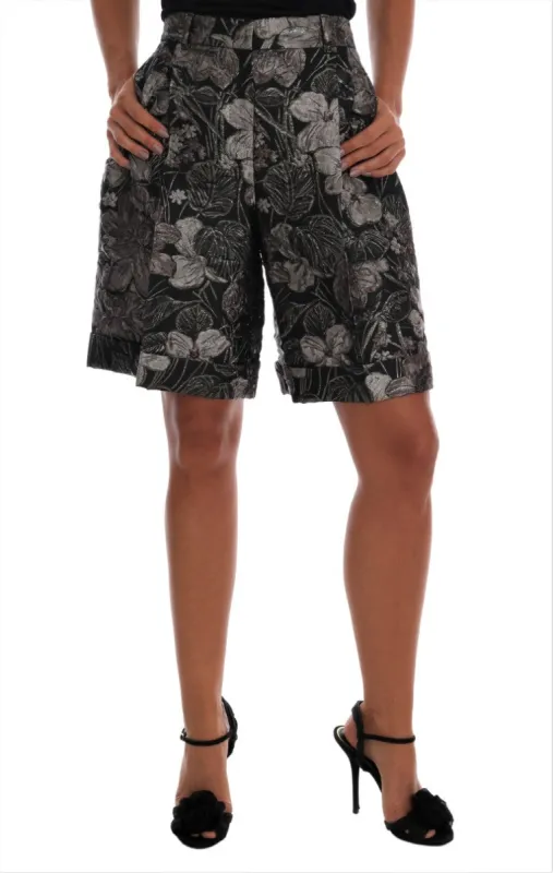 Elegant High-Waist Brocade Shorts sold by Louxly