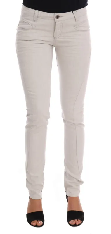 Chic White Slim-Fit Stretch Jeans sold by Louxly