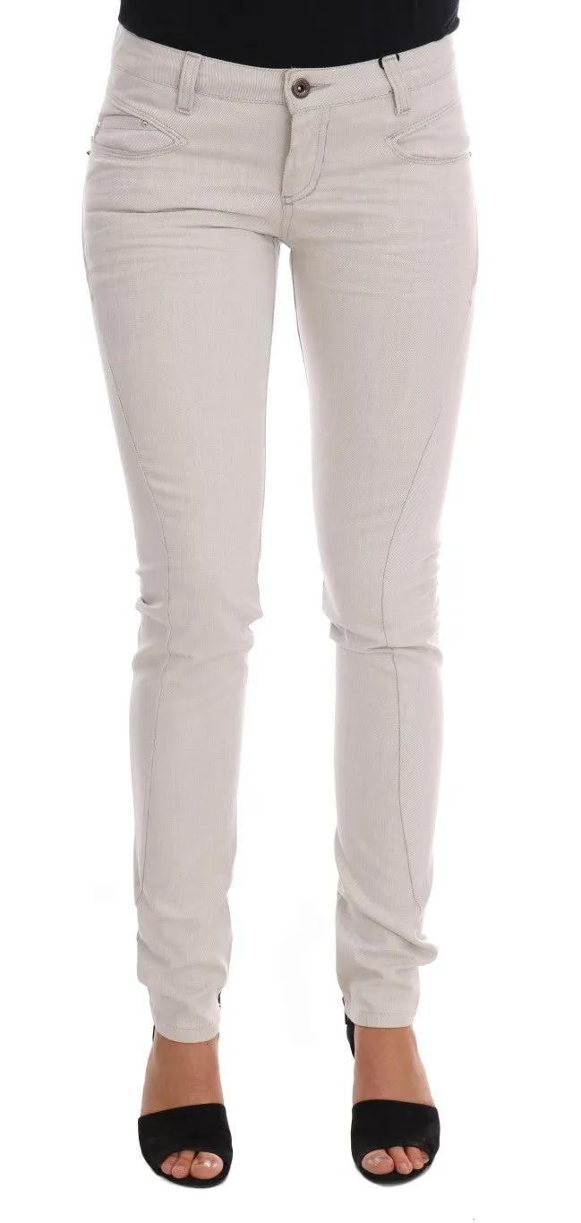 Chic White Slim-Fit Stretch Jeans sold by Louxly