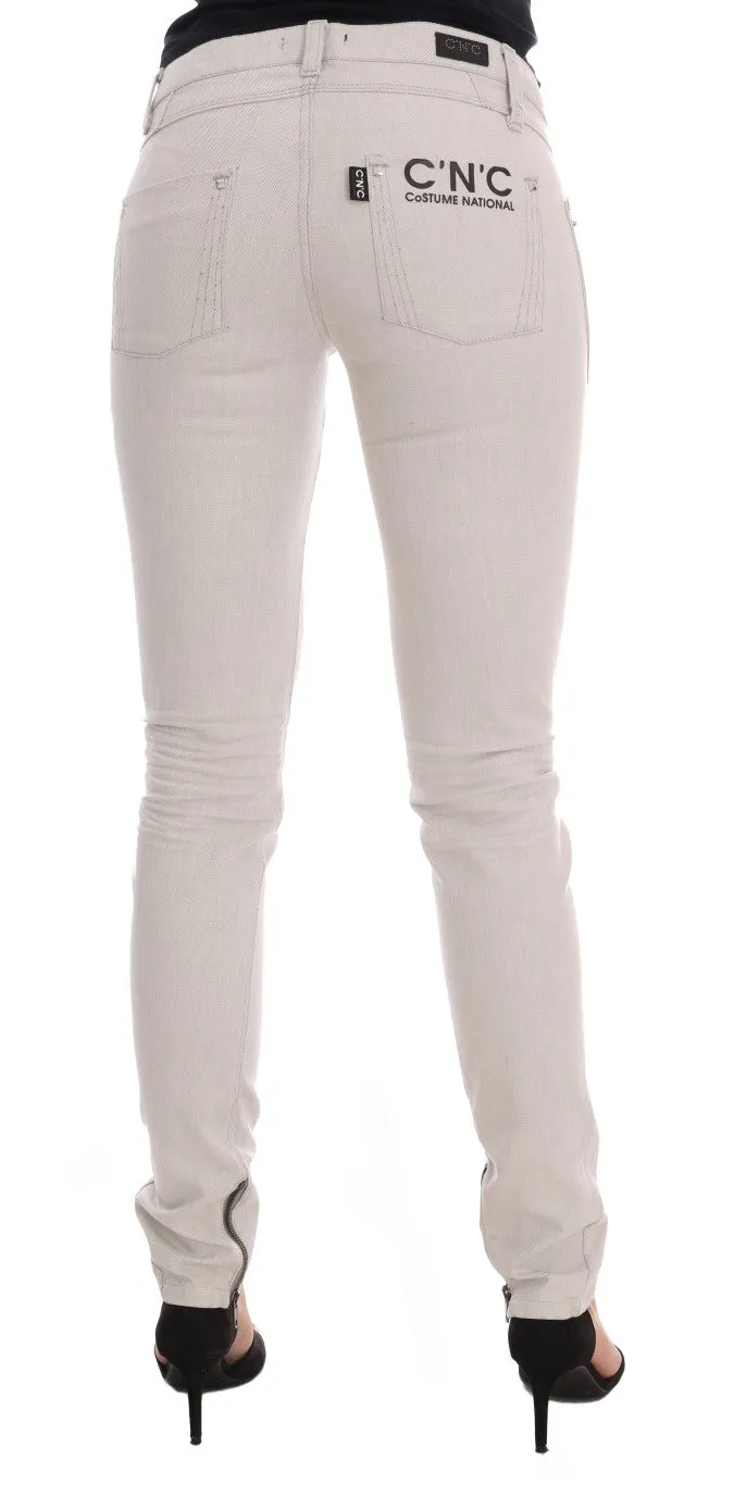 Chic White Slim-Fit Stretch Jeans sold by Louxly product image thumbnail 3