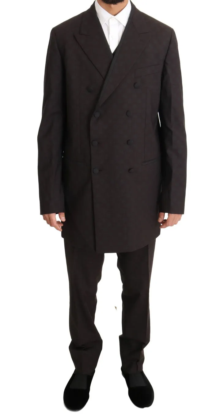 Elegant Bordeaux Polka Dot Wool Suit sold by Louxly