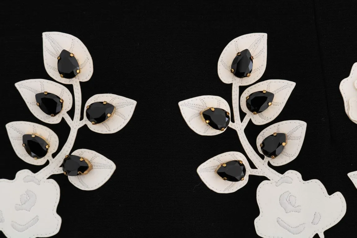 Black White Floral Baroque Crystal Pencil Skirt sold by Louxly product image thumbnail 5