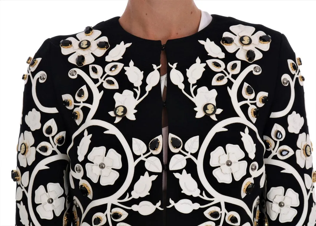 Floral Embroidered Crystal Wool Coat Jacket sold by Louxly product image thumbnail 4