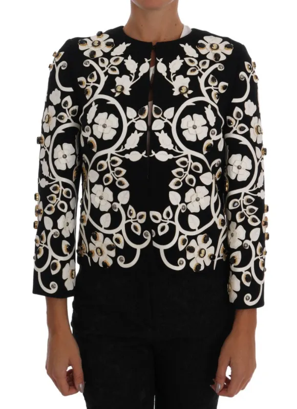 Floral Embroidered Crystal Wool Coat Jacket sold by Louxly