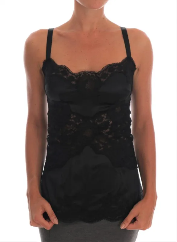 Silk Blend Black Lace Top Dressing Gown sold by Louxly