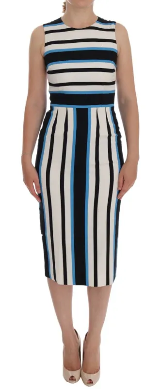 Chic Striped Silk Sheath Dress sold by Louxly