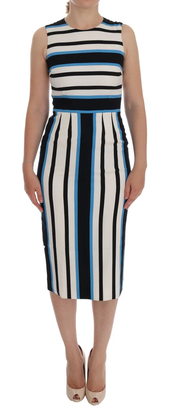 Chic Striped Silk Sheath Dress sold by Louxly