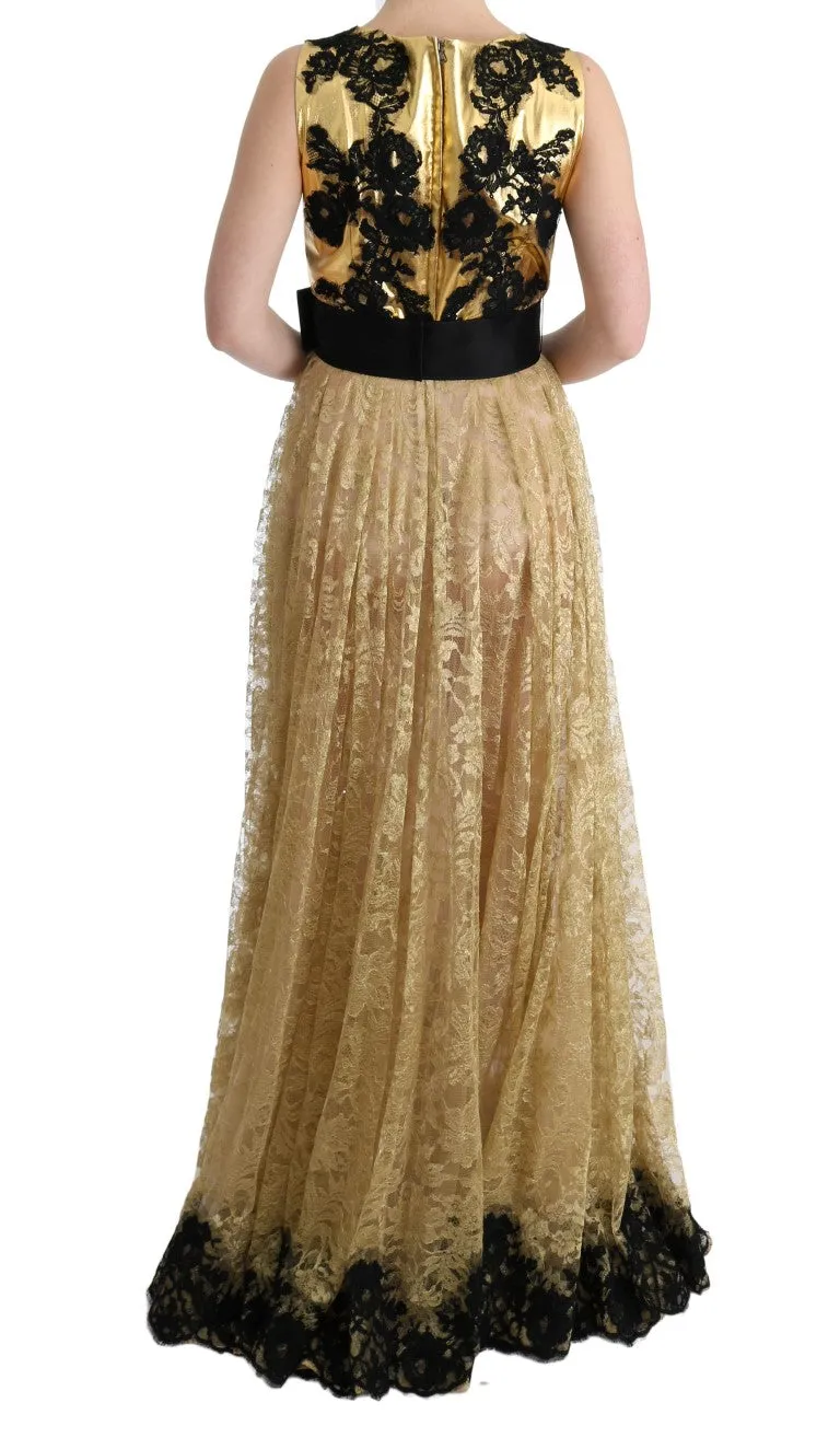 Elegant Gold Floral Lace Gown Dress sold by Louxly product image thumbnail 3
