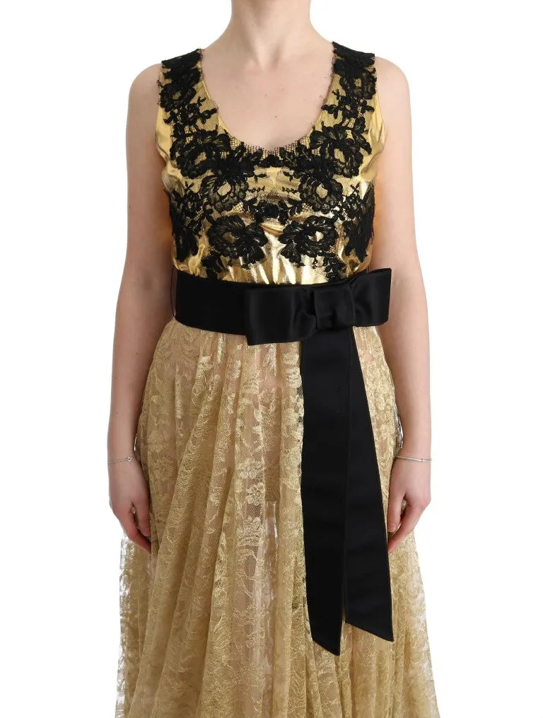 Elegant Gold Floral Lace Gown Dress sold by Louxly product image thumbnail 5