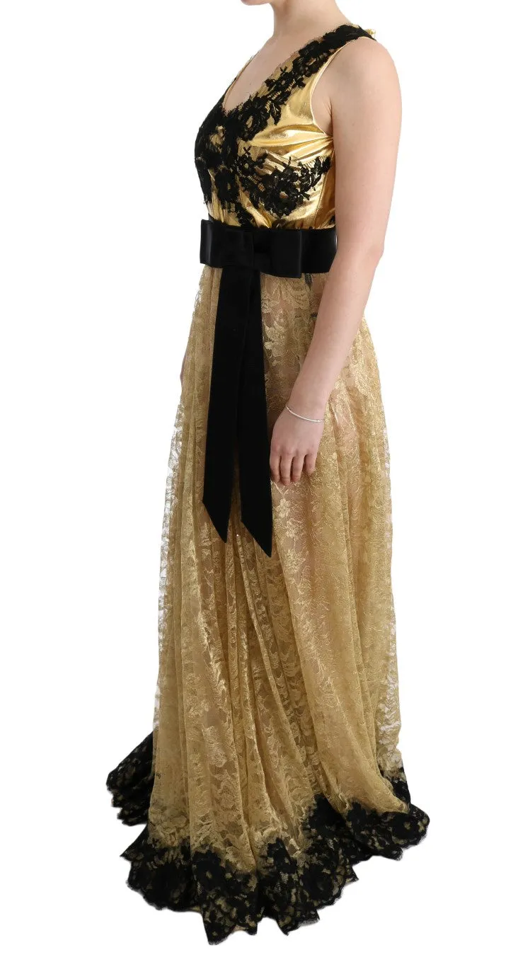 Elegant Gold Floral Lace Gown Dress sold by Louxly product image thumbnail 2