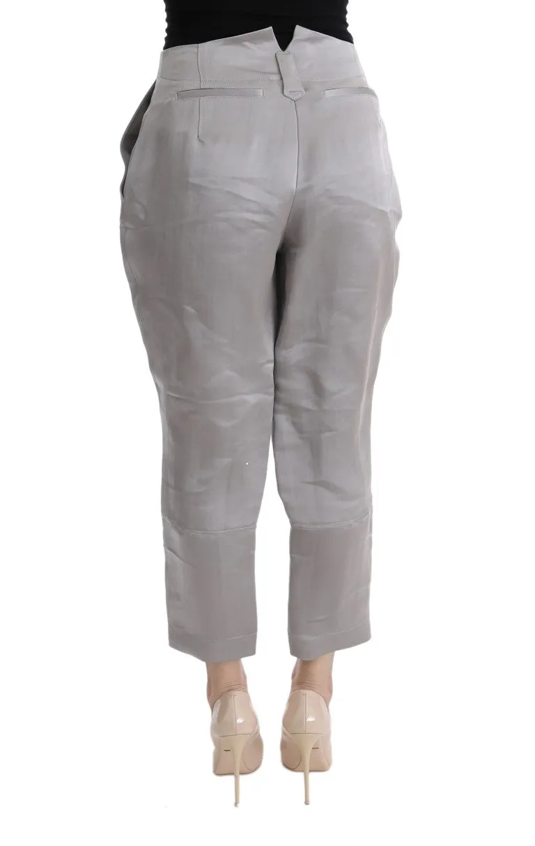 Chic Gray Cropped Silk Pants sold by Louxly product image thumbnail 3
