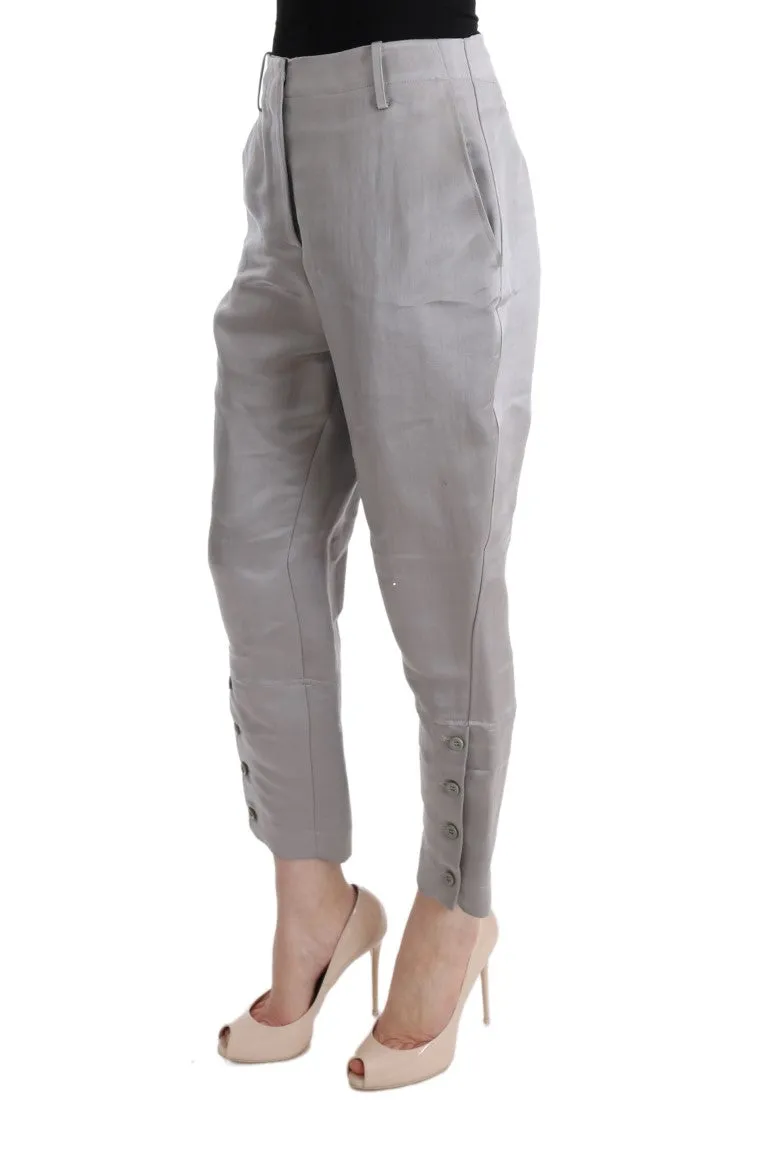 Chic Gray Cropped Silk Pants sold by Louxly product image thumbnail 2