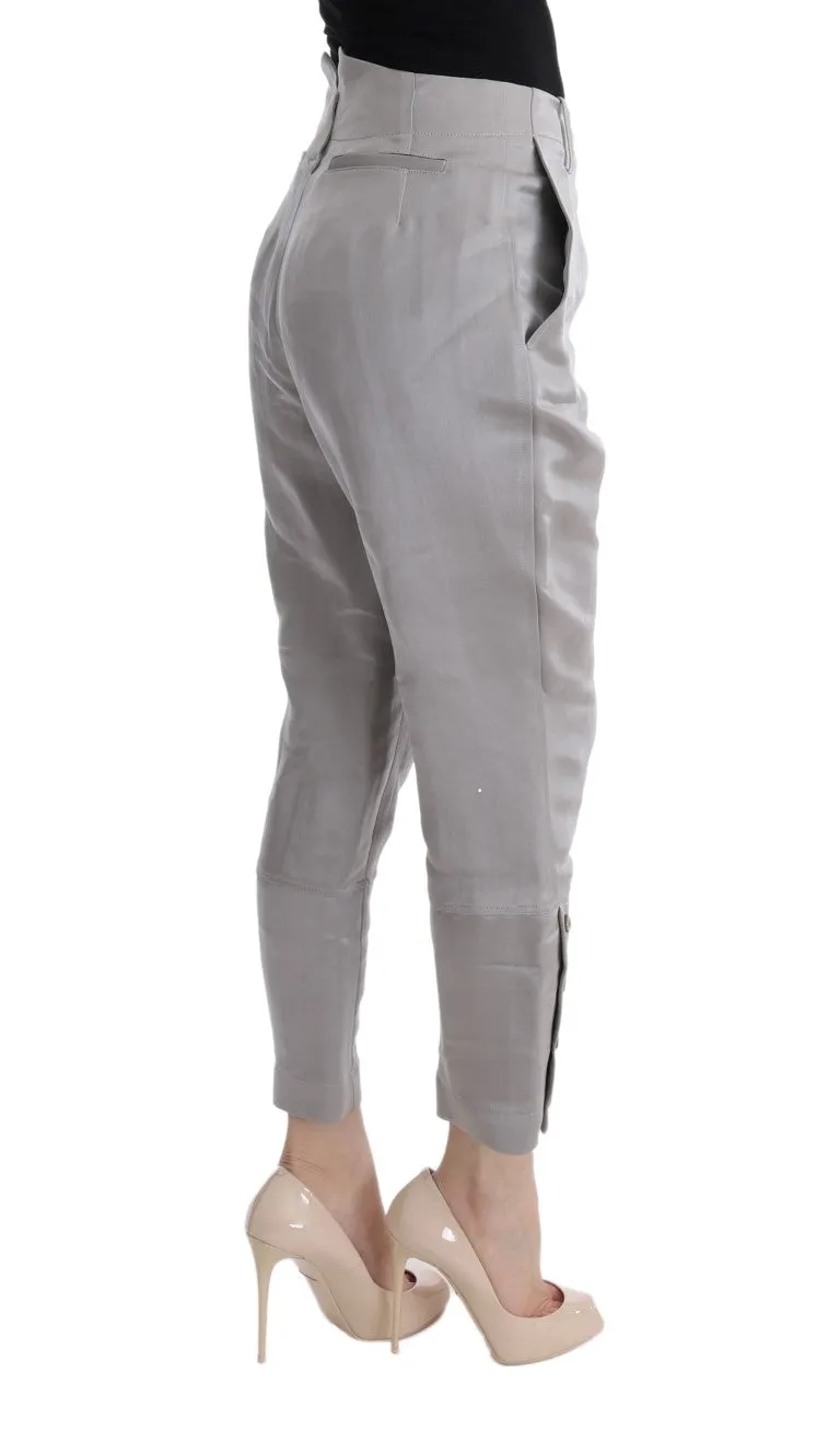 Chic Gray Cropped Silk Pants sold by Louxly product image thumbnail 4