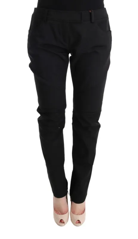 Sleek Black Cotton Slim Fit Pants sold by Louxly