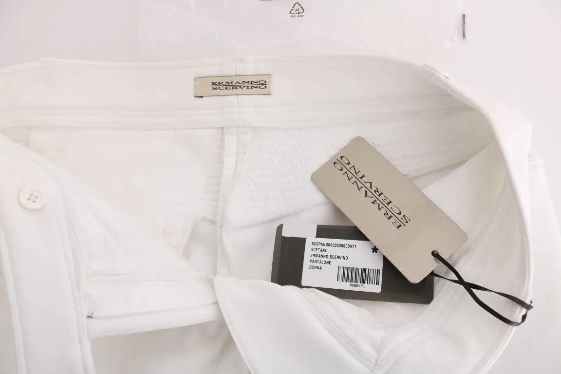 Chic White Slim Fit Cotton Trousers sold by Louxly product image thumbnail 5